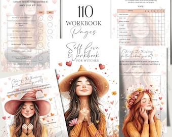 Cuaderno de amor propio de brujas: páginas de grimorio imprimibles, diario de autocuidado (formato PNG)