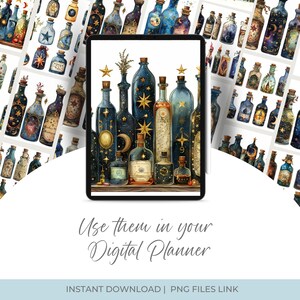 Moon celestial astrology clipart featuring vintage witchy designs. Includes 20 PNG images with transparent backgrounds, perfect for digital grimoires, junk journals, planners, and more. Commercial use allowed for crafting and creative projects