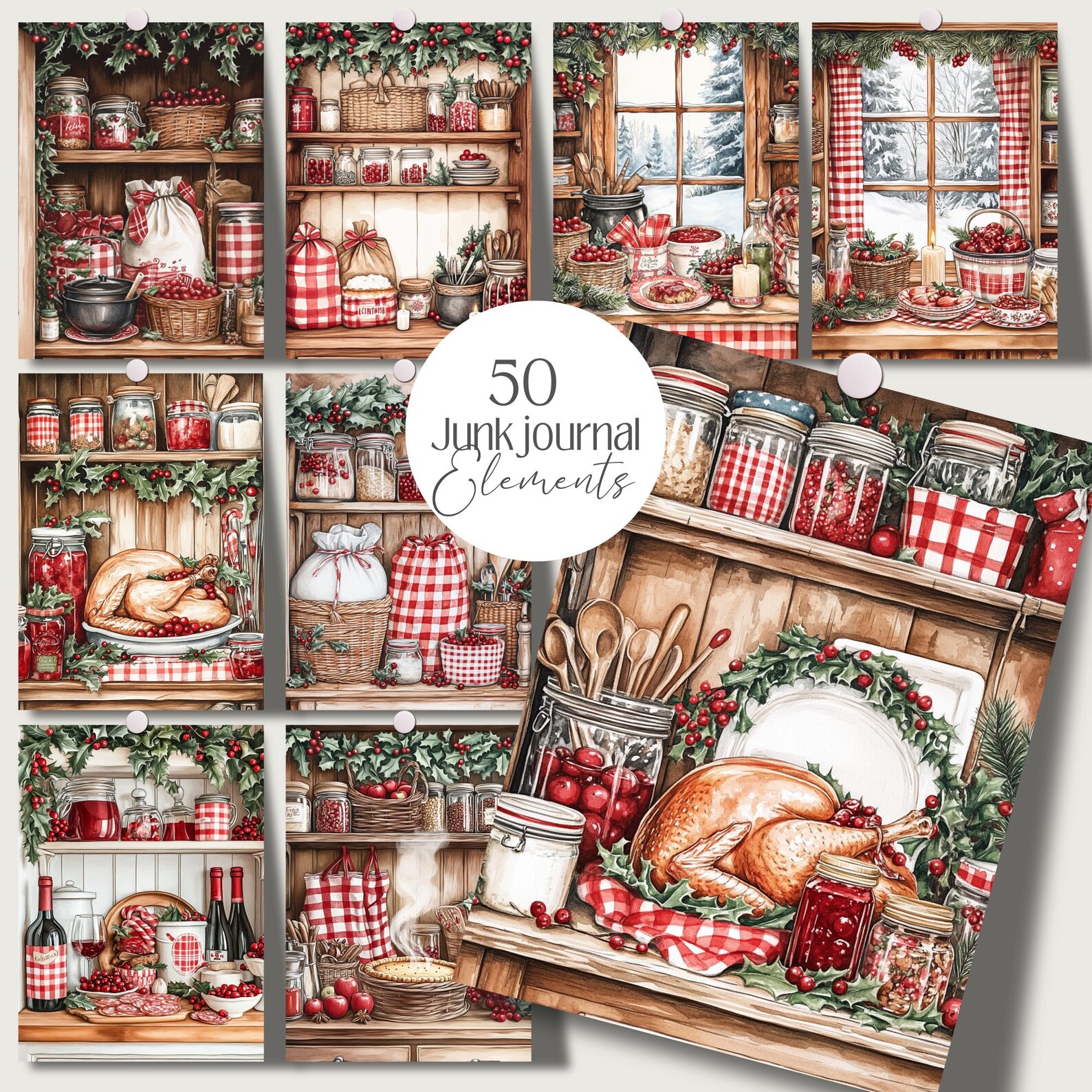 Christmas Farmhouse Kitchen PNG: Rustic Winter Ephemera (digital ...