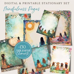 Holistic Promo Bundle Meditation Mindfulness png, Junk Journal Digital Paper, Planner pages, spiritual Stationary, scrapbook, Commercial Use