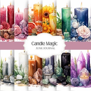 Candle Magic Witch Clipart Witchy Planner Stickers Wallpaper for Digital Grimoire Stickers for Book of Shadows, Witch Junk Journal Kit