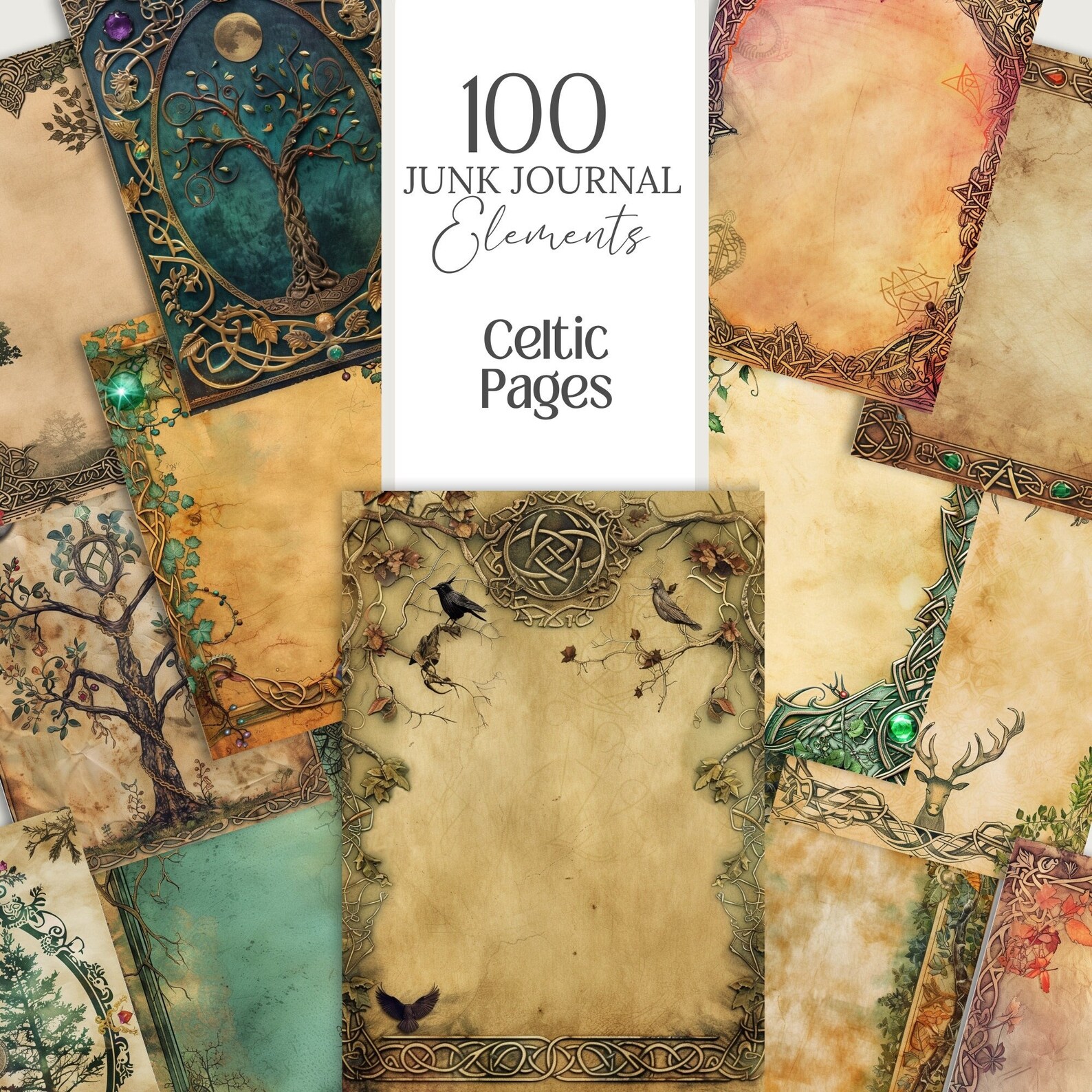 Celtic Magic Pages Png Digital Grimoire Covers for Book of Shadows ...