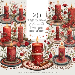 Amour magique sort png bougie rouge Clipart sorcellerie livre des ombres passion grimoire journal indésirable bougie autocollant païen difficile coupe Wicca éphémère