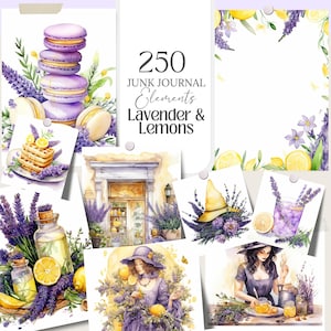 Lavender Lemon Witch PNG Set: Cottagecore Junk Journal Ephemera (Digital Download)