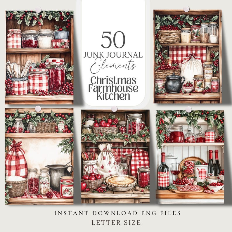 Christmas Farmhouse Kitchen PNG: Rustic Winter Ephemera (digital ...
