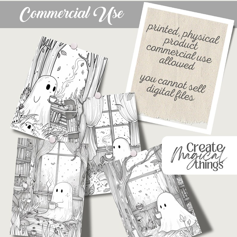 Cute Ghost 3 halloween spooky Coloring Pages book kawaii, anime, scary, teen party, kids activities, magic grayscale, witch, stress relief