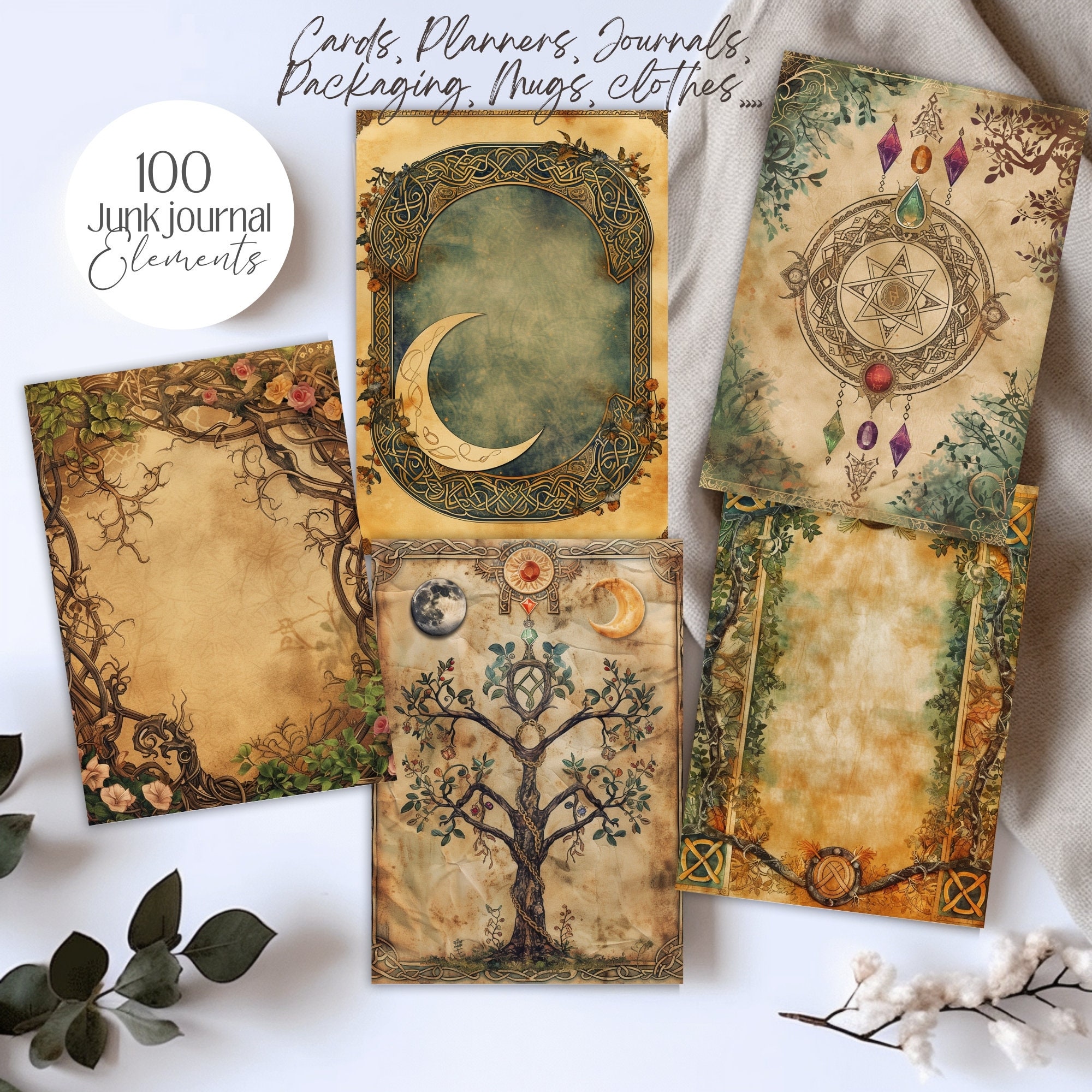 Celtic Magic Pages Png Digital Grimoire Covers for Book of Shadows ...