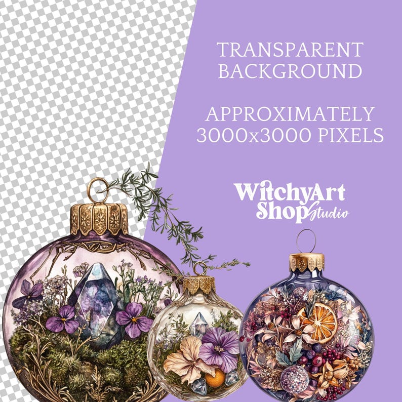 Witchy Spell Ball Ornament Potion Bottles Wiccan Pagan PNG images,  Ideal for clipart, stickers, scrapbooking, fussy cuts, illustrations, junk journals, planners, designs, grimoire, Book of Shadows