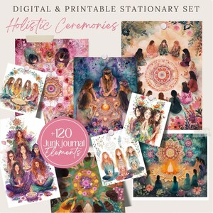 Holistic Promo Bundle Meditation Mindfulness png, Junk Journal Digital Paper, Planner pages, spiritual Stationary, scrapbook, Commercial Use