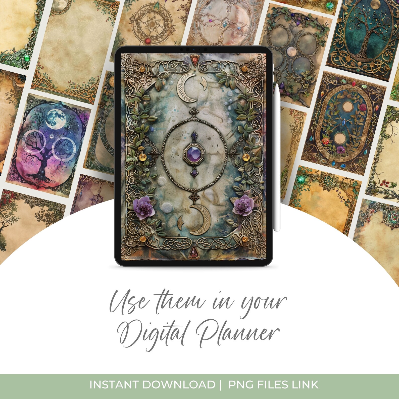 Celtic Magic Pages Png Digital Grimoire Covers for Book of Shadows ...