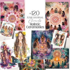 Medytacja png Ceremonie uważności png Koła kobiet Holistic Junk Journal Grimoire Paper Planner duchowy album czarownicy efemerydy