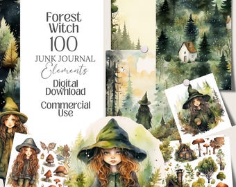 Forest Witch digitaal grimoirepapier: Witchy plannerset (pdf-download)