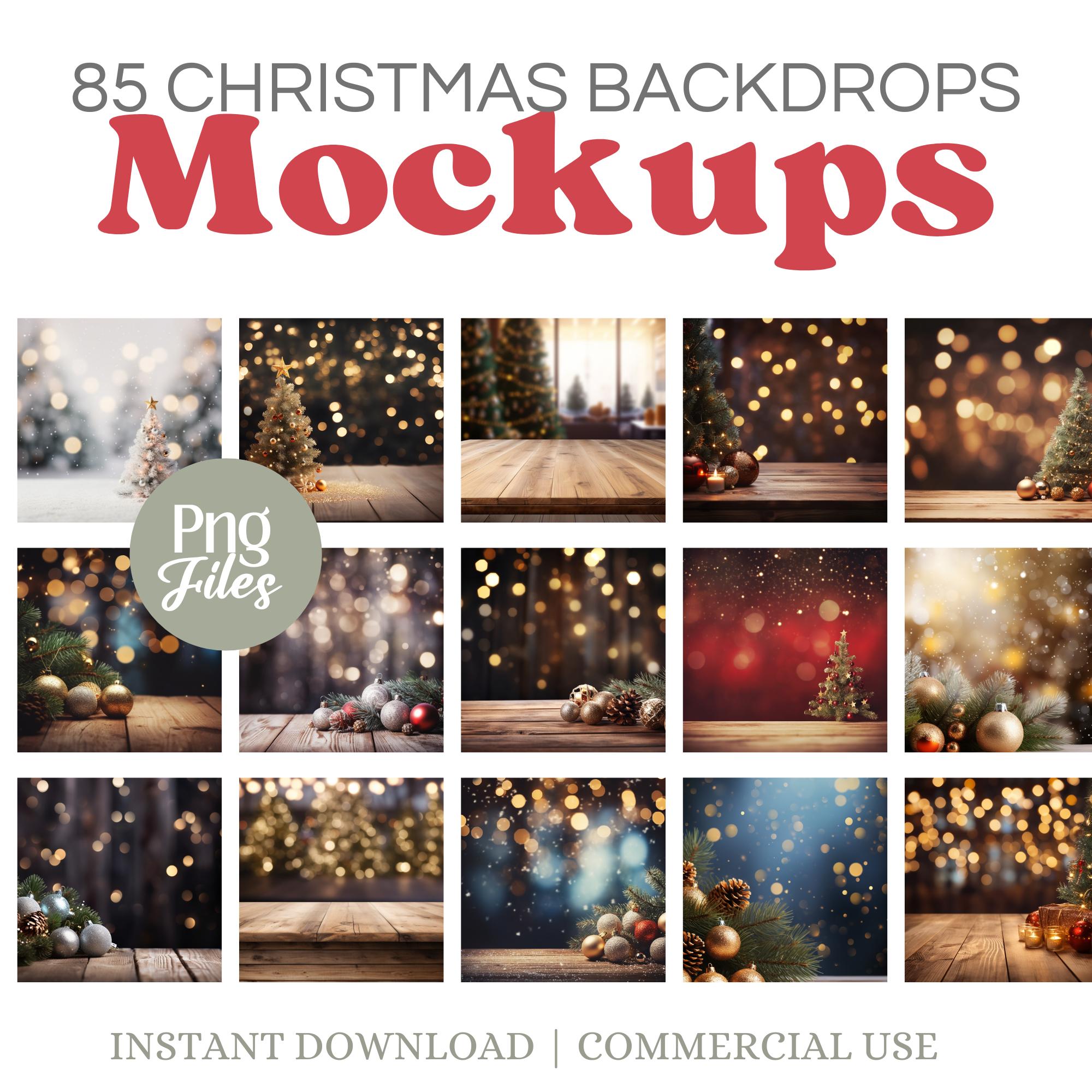 Christmas Mockup Background Bundle Png, for Holiday Product Photography ...
