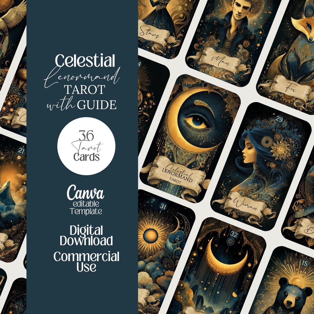 Celestial Lenormand Moon Tarot Deck Printable Editable Digital PNG celestial-lenormand-moon-tarot-deck-printable-editable-digital-png