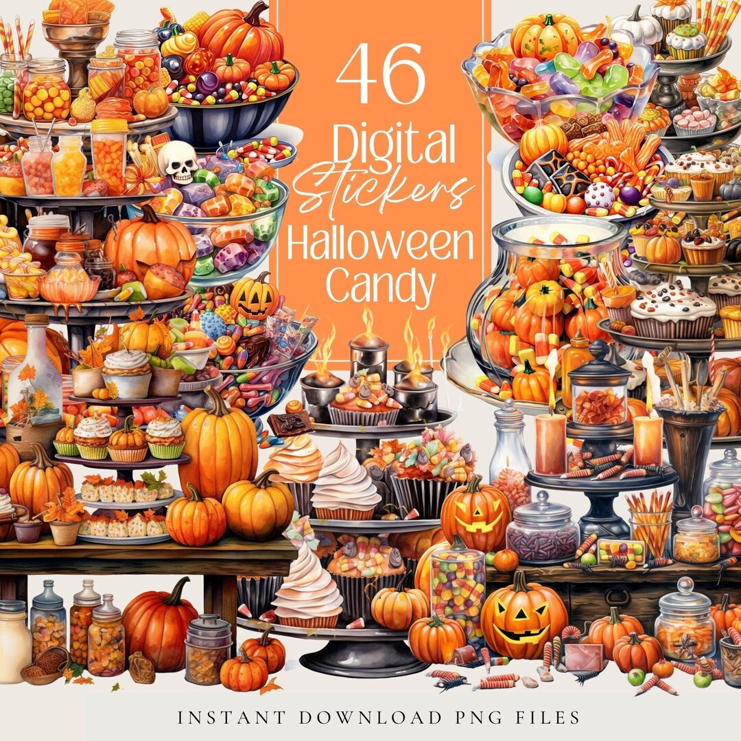 Halloween Candy Spooky Trick or Treat Png Clipart Stickers Etsy