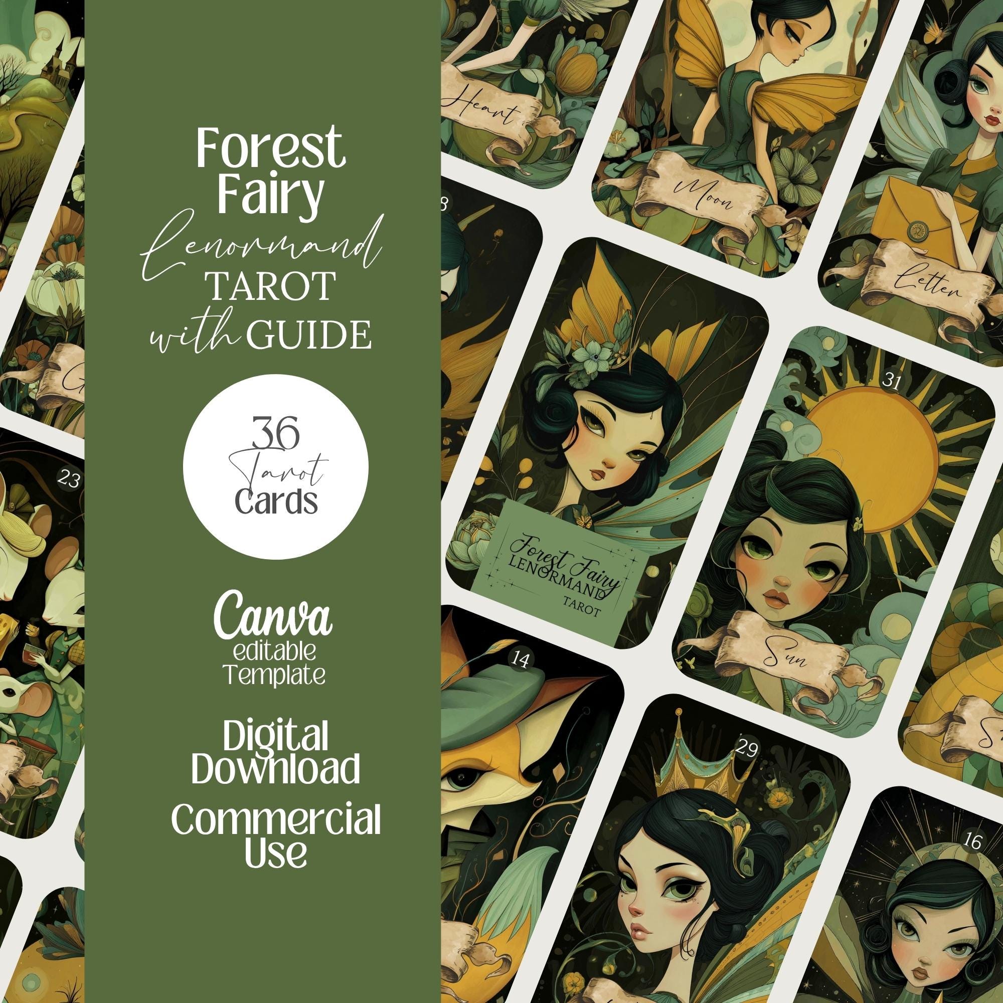 Forest Fairy Lenormand Printable Oracle Cards Witchy Tarot Editable ...