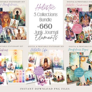 Pacchetto promozionale olistico Meditazione Mindfulness png, Junk Journal Carta digitale, Pagine di pianificazione, Cancelleria spirituale, album, Uso commerciale
