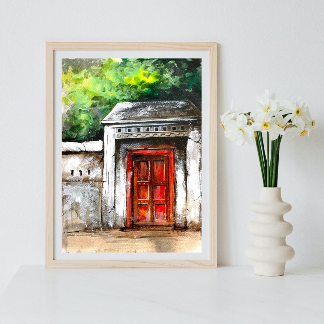 Rustic Wooden Door Wall Decor Vintage Doorway Decor Print Modern Homes