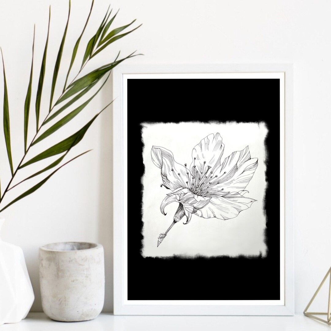 Lily Ink Drawing Digital Format. Wall Art Printable Office Etsy