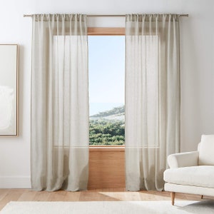 Extra Wide Linen Sheer Curtain Panels for Living Room, Bedroom, 8 Colors, Grommet, Rod pocket, Hook/Ring, Track Options