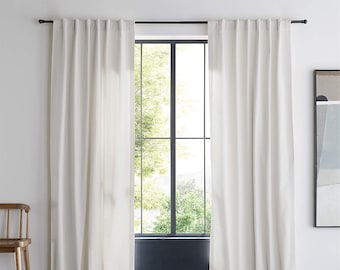 Linen Curtains for living room, 12 Colors, Grommet, Rod pocket, Hook/Ring, Track Options , Custom Size Drapery panels for bedroom