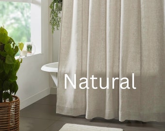 100 % Linen Shower Curtain, Bathroom Curtain Panel,  Ivory and Natural Colors, Flax Custom Shower Curtain