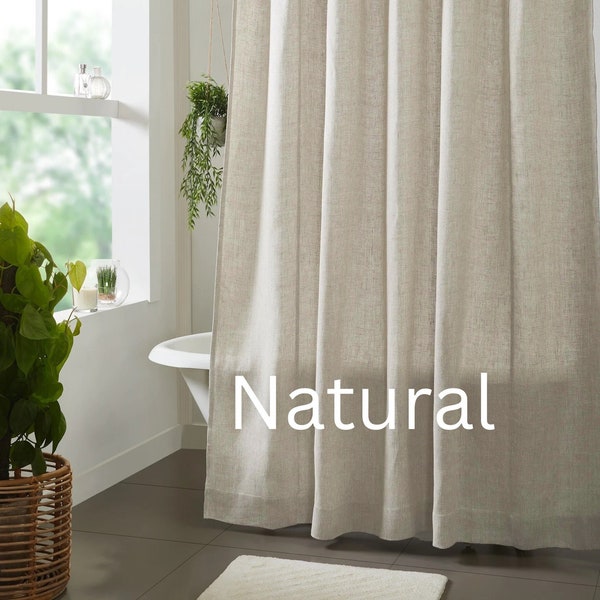 100 % Linen Shower Curtain, Bathroom Curtain Panel,  Ivory and Natural Colors, Flax Custom Shower Curtain