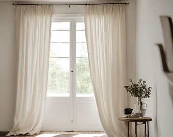 Extra Wide Custom Size Faux Linen Curtain Panels for Living room, Bedroom 28 Colors, Grommet, Rod pocket, Hook/Ring, Track Options, Drapery