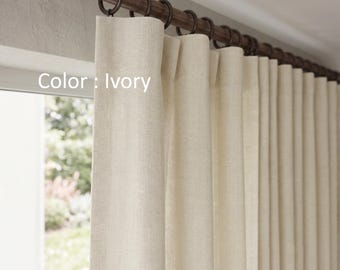Extra Wide Heavy Linen Curtains for living room bedroom, Wide Linen Custom Size Drapery panels, Grommet, Rod pocket, Back Tab Hanging Option