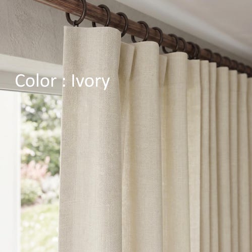 Extra Wide Heavy Linen Curtains for living room bedroom, Wide Linen Custom Size Drapery panels, Grommet, Rod pocket, Back Tab Hanging Option