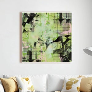 Druckbare Wandkunst, SOFORTIGER DOWNLOAD, Grün Rosa, Grafik, Poster Druck Kunstwerk, abstrakte moderne Kunst, Digitale Datei, Deko Wandbild