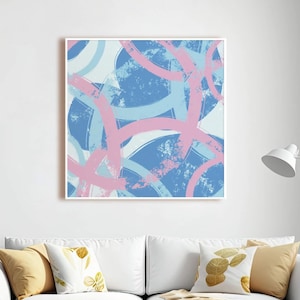 Arte abstracto, CARTEL, rosa azul claro azul pastel, círculos, impresión de arte colorido, arte mural de pared moderno, decoración viva, imagen del hogar, obras de arte