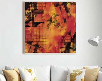 abstract art, POSTER, red orange yellow, square, print, art print, wall art, modern, home decoration, picture home office, artwork, colorful