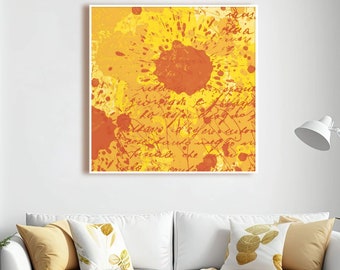 abstract art, POSTER, yellow orange, graphic, typo, art print, wall art, modern, home decoration, picture home office, artwork, colorful art