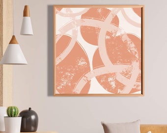 Sztuka abstrakcyjna, plakat, beżowy pomarańczowy pastel, koła, druk artystyczny kolorowy, sztuka ścienna nowoczesna, dekoracja wnętrz, obraz Home Office, grafika