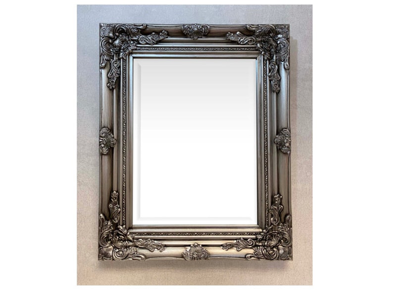Antique Silver Wall Mirror With Hardwood Frame Etsy UK