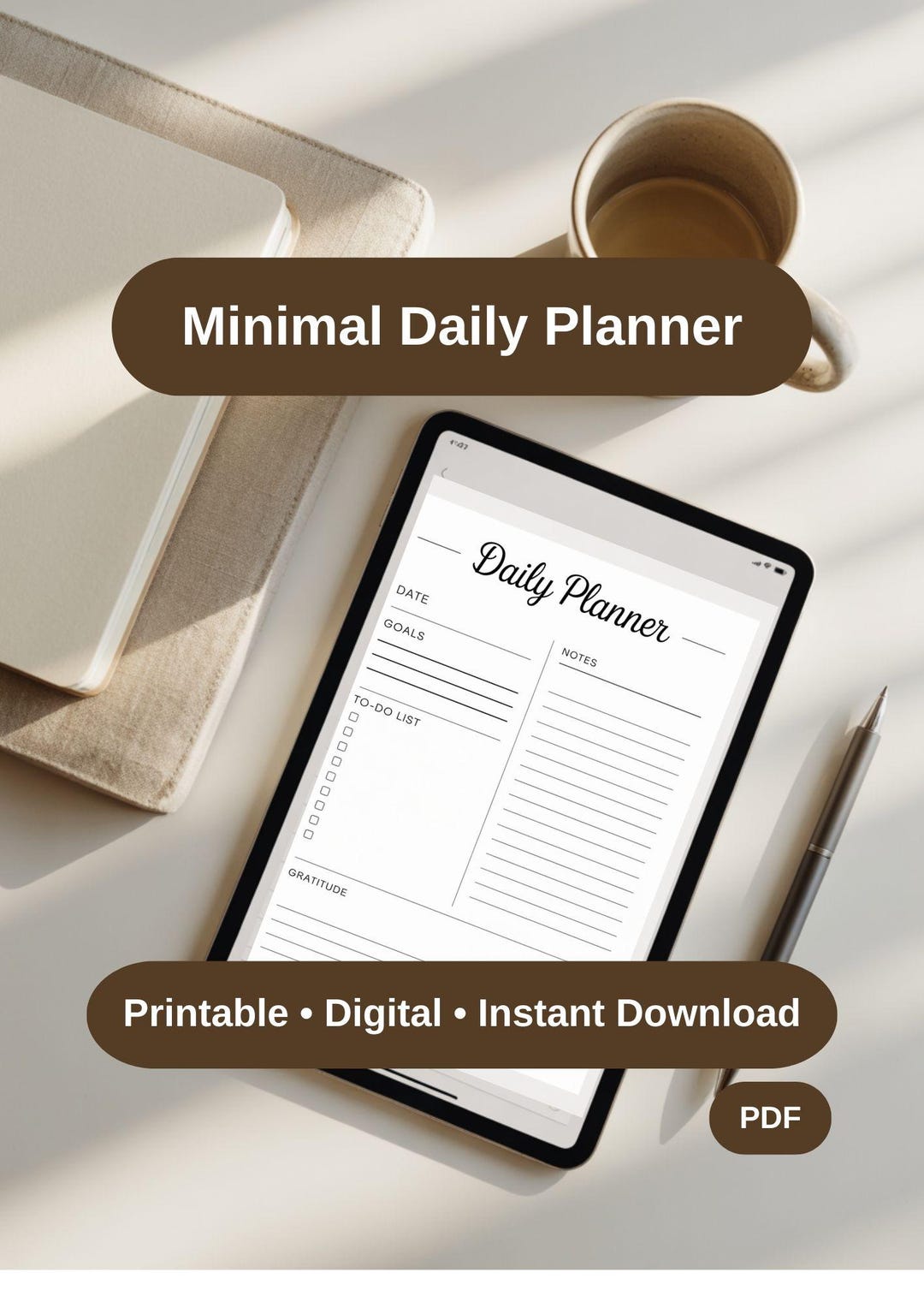 Daily Planner Printable for Productivity | Minimal to Do List Planner ...