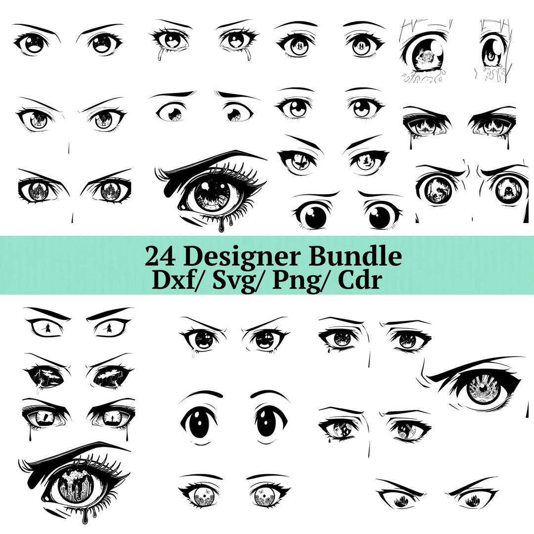 Anime Eyes SVG Bundle, 24 Manga Eye Clipart, Dxf Png Cdr - Etsy
