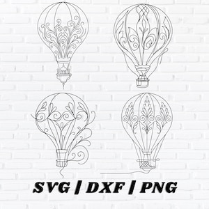 Hot Air Balloon Set — Instant Digital Download — svg, png, and dxf Files Included! Sublimation Design — T-Shirt Design —UV DTF Print —CriCut