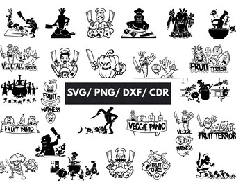 Sarcastic Vegetables SVG Bundle, Funny Chef Cartoon Kitchen, Vegetable Humor Clipart, Cooking Pun SVGs for Cricut, Laser Cutting