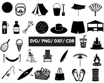 Beach SVG Bundle, Beach PNG Bundle, Summer Clipart, Beach Cut Files for Cricut, Beach Life Svg, Beach Silhouette, Summer Svg, Beach Clipart