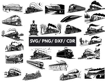 Train SVG Bundle, Train SVG, Trains svg, Transport Svg, Locomotive SVG, Png, Svg Files for Cricut, Silhouette, Railway, Cricut, Railway Svg