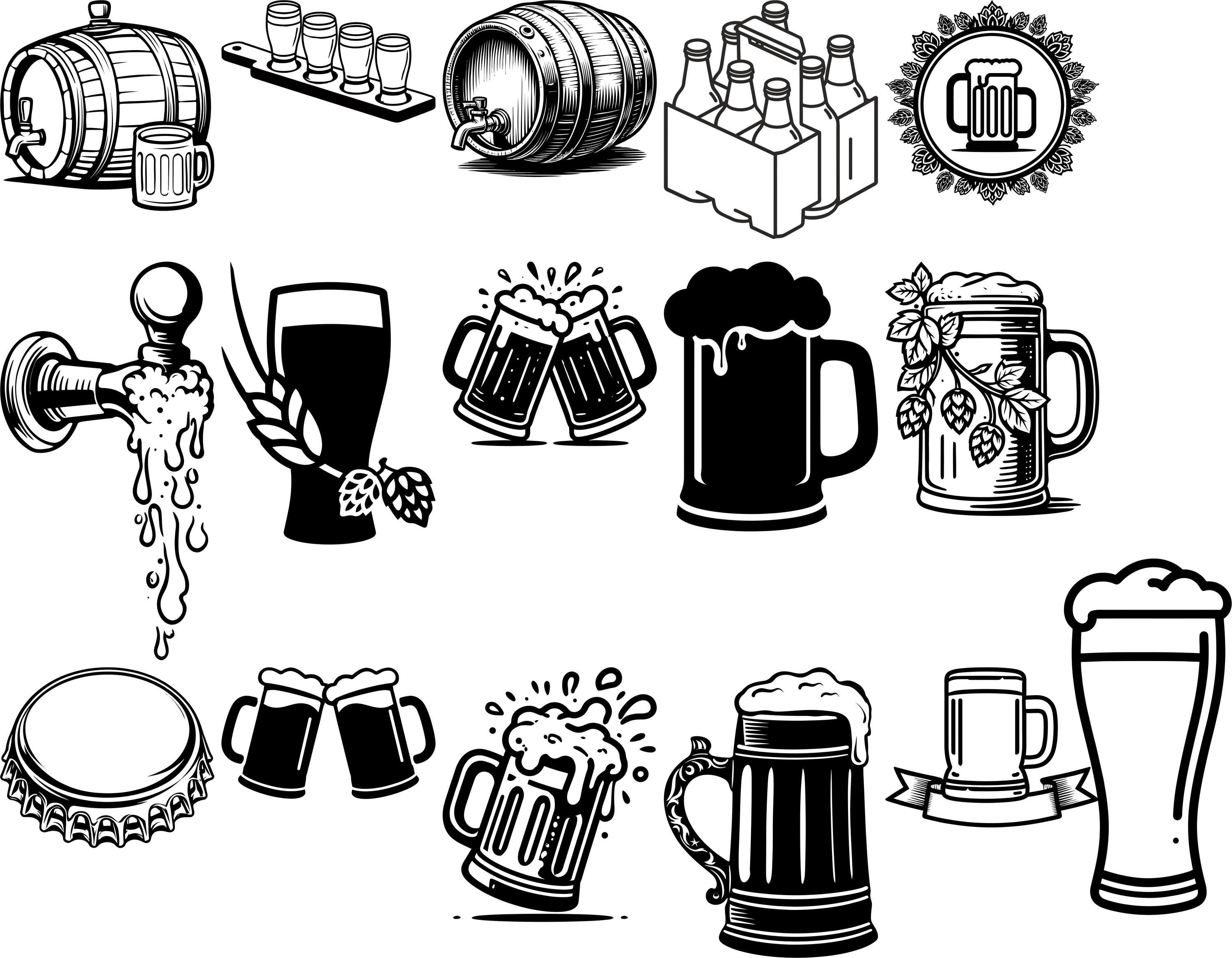 Beer SVG Bundle, 21 Craft Beer Designs, Brewery Clipart, Beer Mug Cut ...