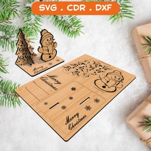 Weihnachtskarte Laser geschnitten Dateien, Weihnachtsbaum Geschenk, Weihnachten Souvenir Karte, CNC Vektor Plan, Modell Muster Datei, CNC geschnitten, DXF SVG Vorlage