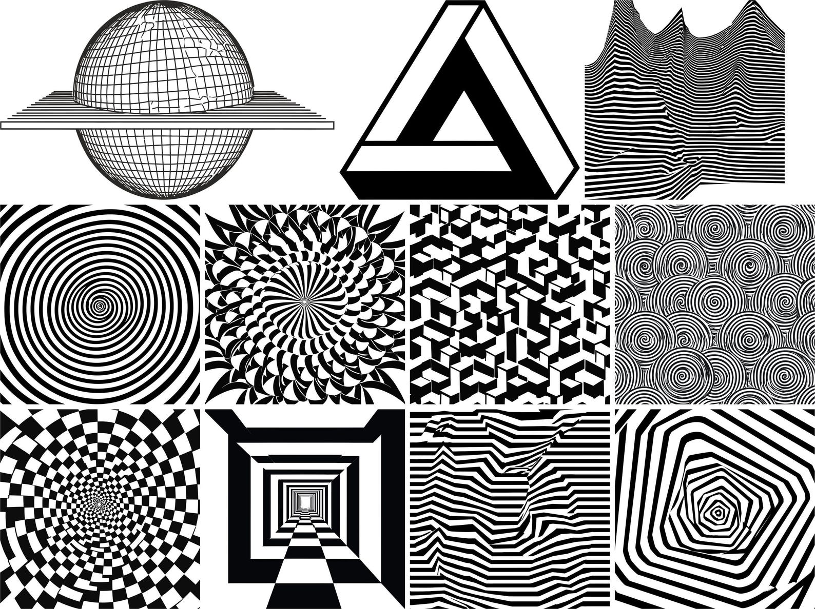 Op Design Optical Illusion SVG Bundle 23 Designs, Abstract Geometric Svg ...