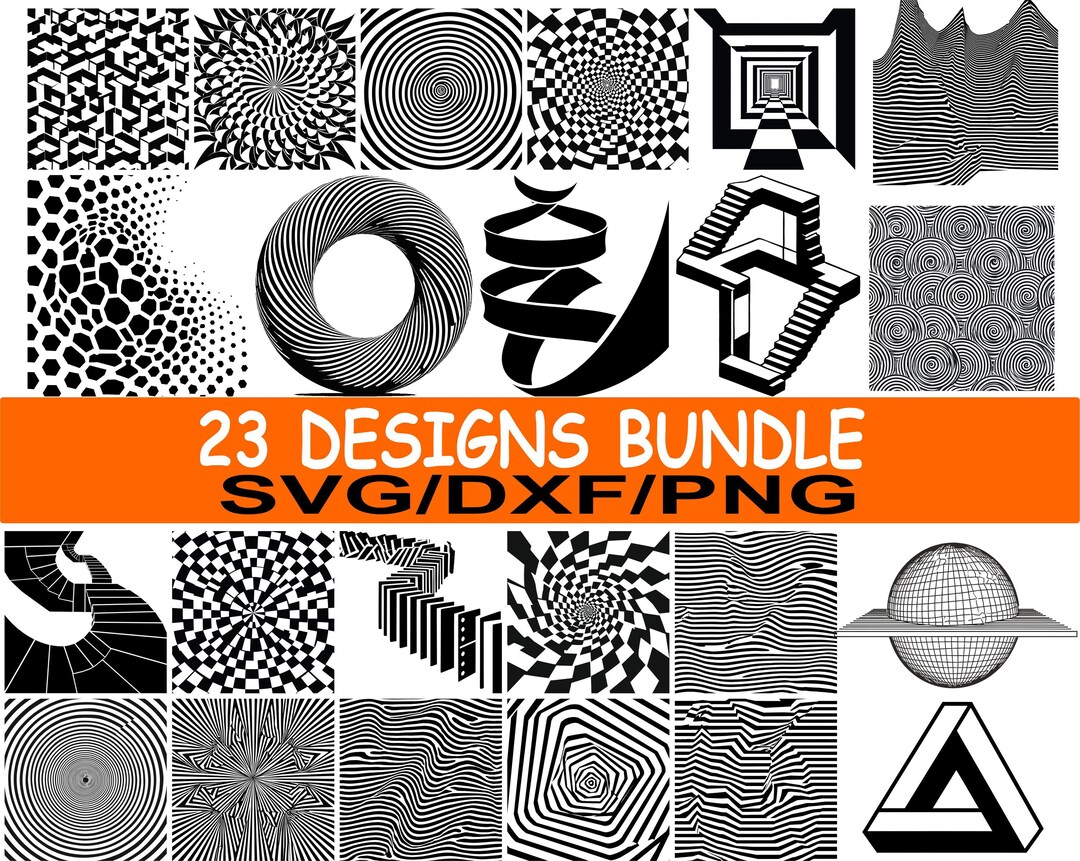 Op Design Optical Illusion SVG Bundle 23 Designs, Abstract Geometric Svg ...