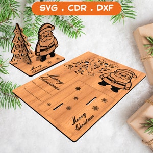 Weihnachtskarte Laser geschnitten Dateien, Weihnachtsbaum Geschenk, Weihnachten Souvenir Karte, CNC Vektor Plan, Modell Muster Datei, CNC geschnitten, DXF SVG Vorlage