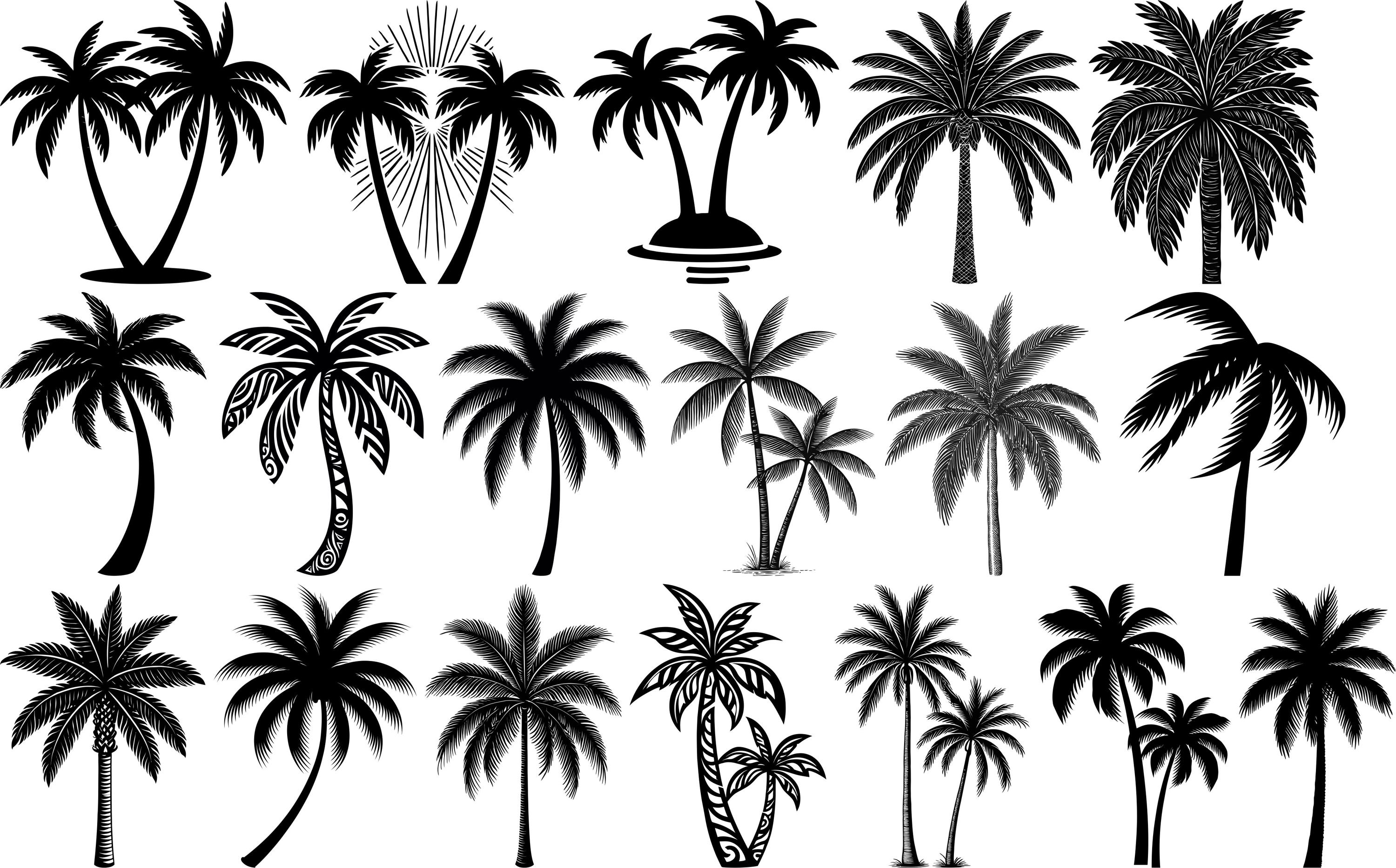 34 Palm Trees Svg Bundle / Tropical Beach Sunset Dxf / Coconut Tree ...