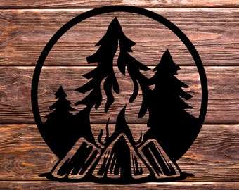 Fogata SVG, silueta de fogata, clipart de camping, archivos SVG, PNG, EPS, JPG - Cricut - Cortadora de vinilo - Grabado láser - Corte láser