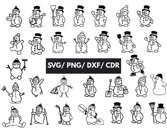 Christmas snowman svg, cute snowman bundle clipart, snowman png, christmas svg, svg cricut, snowman outline svg, holiday clipart, kawaii svg